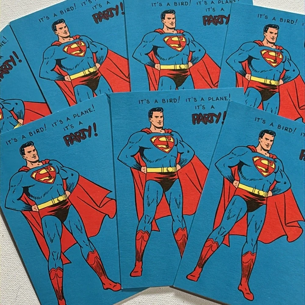 RARE 1966 Hallmark Superman Party Invitations Set of 7 VTG HALLMARK SUPERMAN